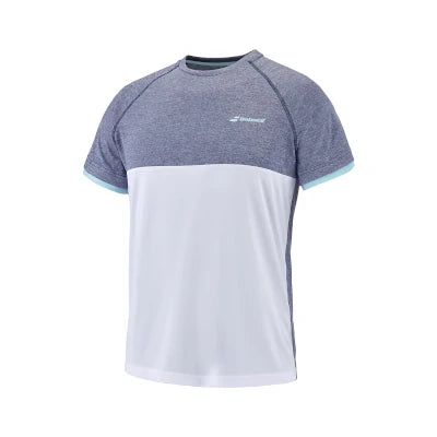 Camiseta Babolat Play Crew Neck Tee Blanco/Azul jaspeado
