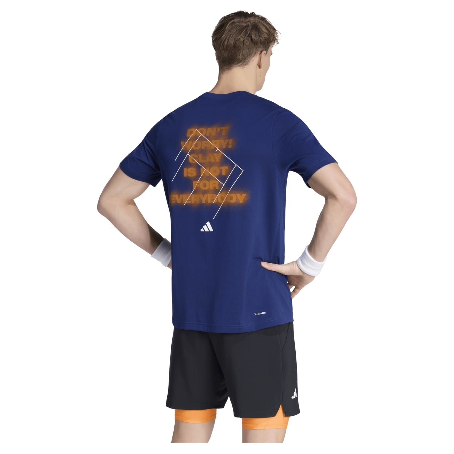 Camiseta Adidas M Clay G Azul/Naranja