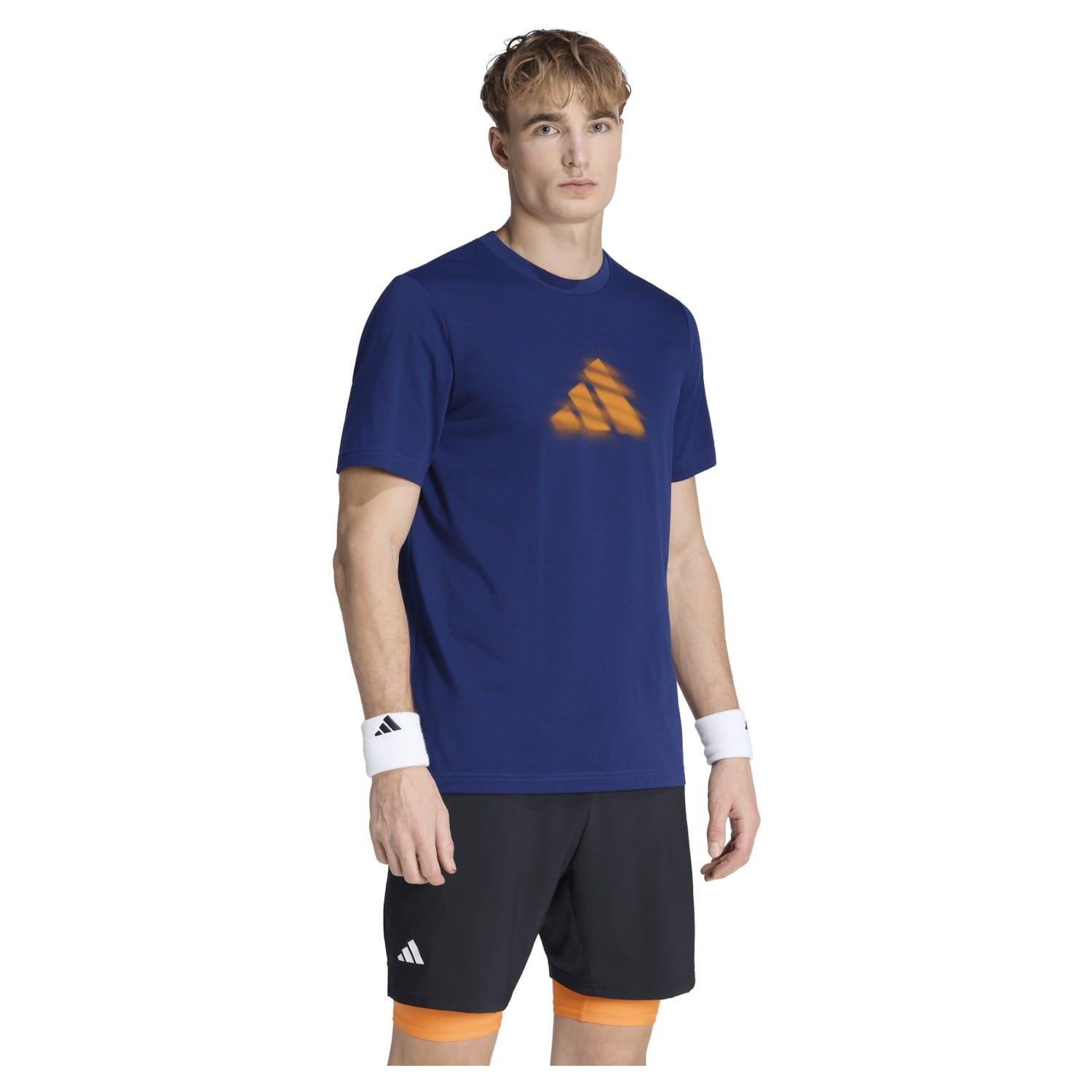 Camiseta Adidas M Clay G Azul/Naranja