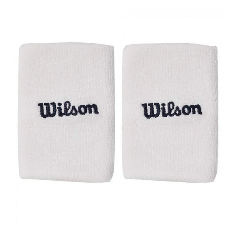 Muñequeras Wilson Wide Terry Blanco/Azul Marino