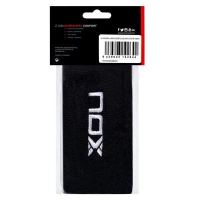 Muñequeras Largas Nox Negro Logo Blanco