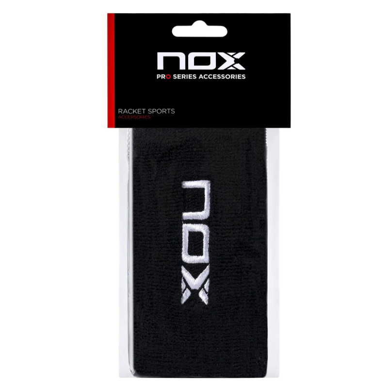 Muñequeras Largas Nox Negro Logo Blanco