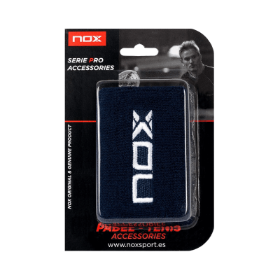 Muñequeras Nox Azul Oscuro Logo Blanco