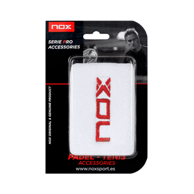 Muñequeras Nox Blanca Logo Rojo