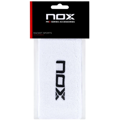 Muñequeras Largas Nox Blanco Logo Negro